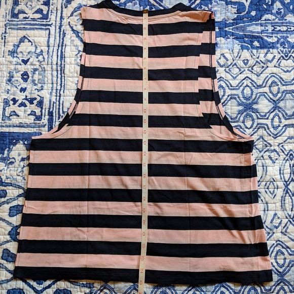 NWT J. CREW Striped Muscle Tank Pink and Navy - Picture 5 of 8